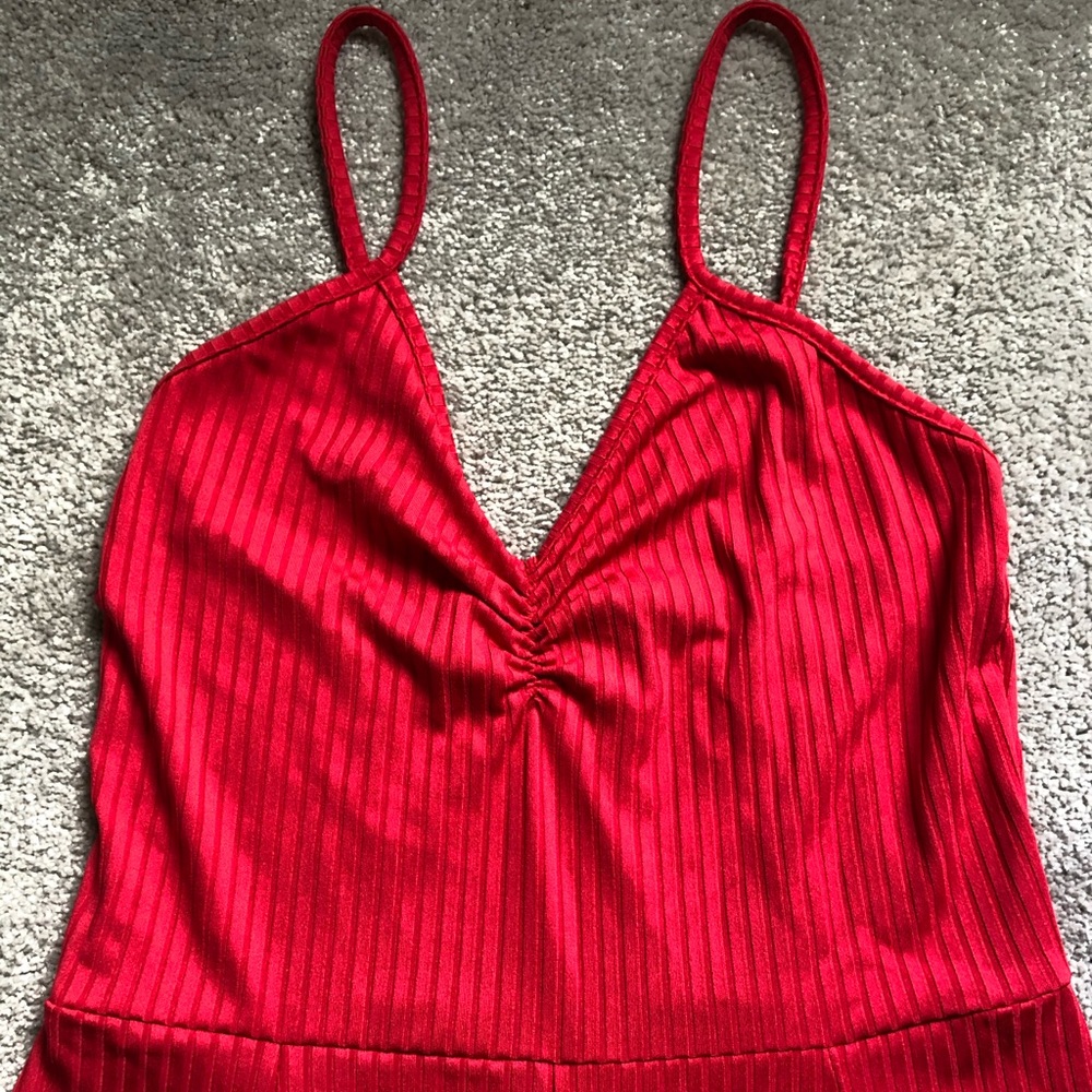 Ruched Front Playsuit In Rib - Picture 4 of 6